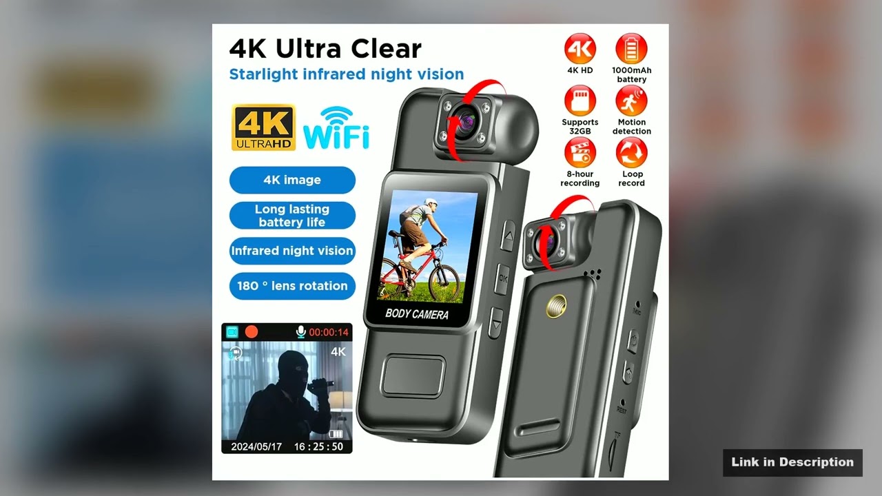 4K WiFi Mini Camera 1080P HD Portable Digital Video Recorder Infrared Night Vision Police BodyCam