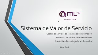 CURSO ITIL v4 - FOUNDATION - SISTEMA DE VALOR DE SERVICIO