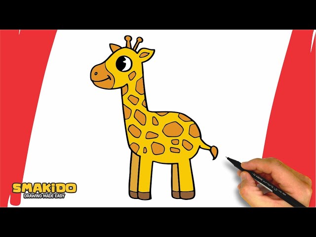 How to Draw and Watercolor Paint a GIRAFFE CARTOON for Kids #drawingfo... |  TikTok