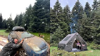 TRAPPED ON THE ROAD AFTER HAILSTORM AND TORRENT / NEW INFLATABLE TENT CAMP WITH STOVE by Çocuklu Kampçılar 47,648 views 3 weeks ago 46 minutes