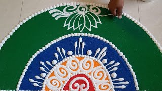 Half Circle Sanskar Bharti Rangoli Design | संस्कार भारती रांगोळी | Goal Rangoli