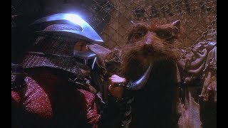 Shredder tries to force information out of splinter about the turtles.
teenage mutant ninja turtles (1990)
https://www.flickr.com/photos/102537907@n03/albums...