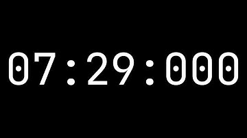 Countdown timer 7 minutes, 29 seconds [07:29:000] - White on black with milliseconds