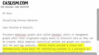 Visualizing Process Behavior Case Solution & Analysis Caseism.com
