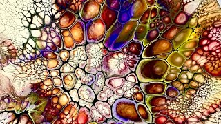 #120-“ Earth’s Hidden Stones “ Fluid Art Bloom Technique on Round Canvas.