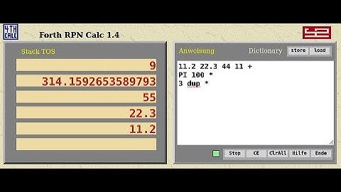 FORTH Calculator: RPN Interpreter, Stack Rechner! 1. von5 Videos, Download ZIP/APK Datei
