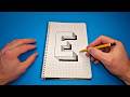 TUTORIAL for Beginners How to Draw 3D Letter (E) Real Illusion on Paper