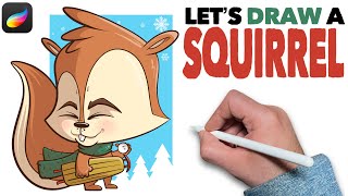 Let's Draw a Squirrel: iPad & Procreate Tutorial & Free Holiday Brushes!
