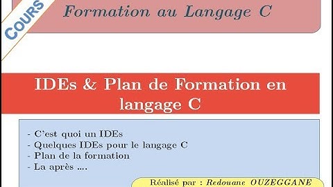 Formation C - Cours 00 -  IDEs & Plan de la Formation