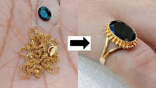 make a new gold ring design from old chain | black zircon stone ring | old jewelry to convert new