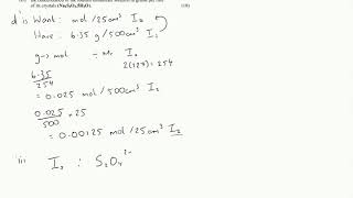 Iodine vs Thiosulphate Titration Calculations Example