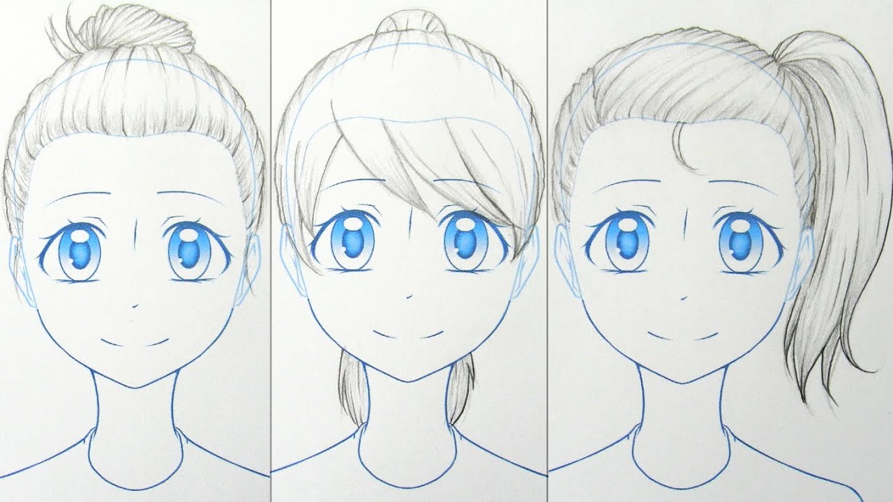 How to Draw Manga: Up Hairstyles 3 Ways - YouTube