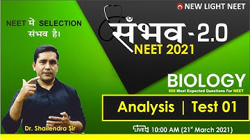 Sanbhav NEET 2021 Test Series Part 2 | Biology Test 1 Analysis | Most Expected Questions for NEET