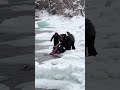 Hero tourists brave icy river to save mom and daughter #shorts