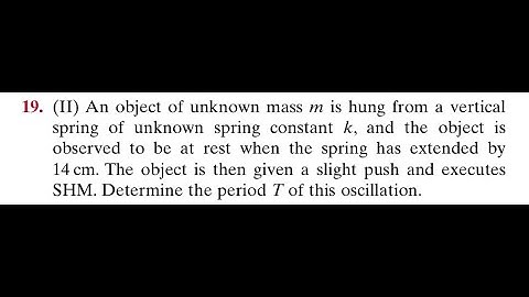 An object of unknown mass is hung from a vertical spring of unknown spring constant and the object