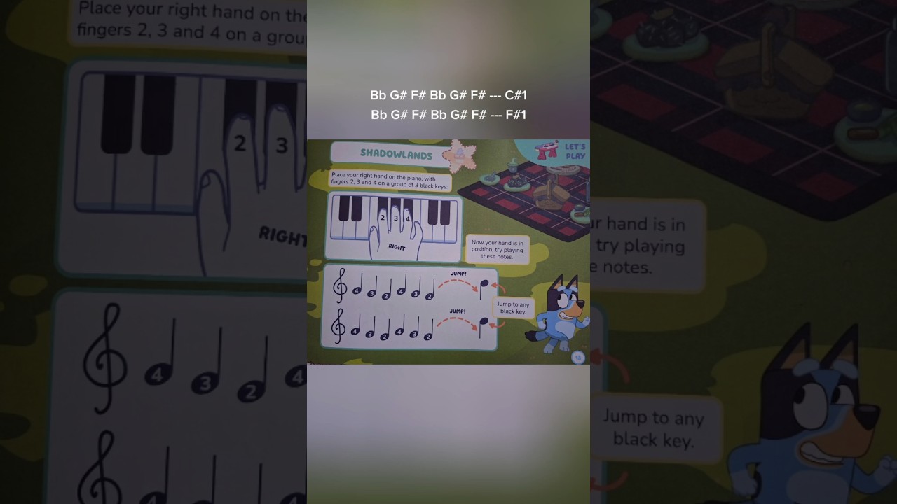 "BASIC PIANO - BLACK KEYS | BLUEY FIRST EVER PIANO BOOK GUIDANCE" #blueyfirsteverpianobook