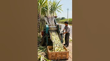 Farmers are using machines to cut sugarcane into segments#shorts #farmer #fruit #nature #agriculture