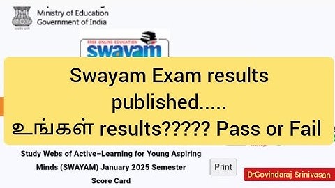 Swayam Exam results published.....உங்கள் results????? Pass or Fail