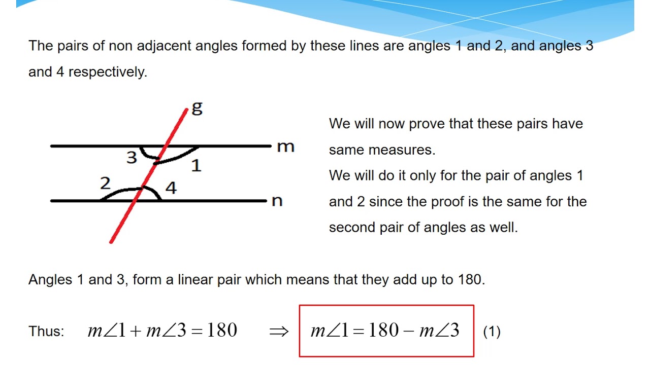 Alternate Interior Angles Theorem Youtube