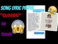 Song Lyrics Text Prank on Crush quot;Closerquot; By Chainsmokers ft.
Halsey YouTube