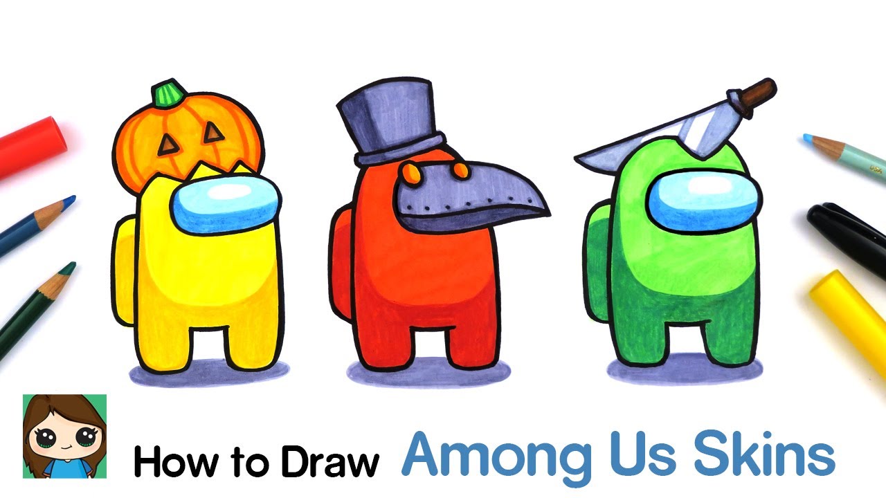 How To Draw Among Us Game Skins Halloween Youtube