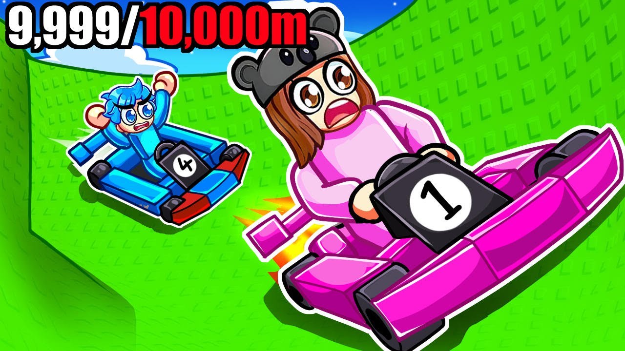 Достигните МАКСИМАЛЬНОЙ СКОРОСТИ в Roblox! Спуститесь на тележке с горки!