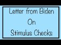 Letter from Biden on Stimulus Checks