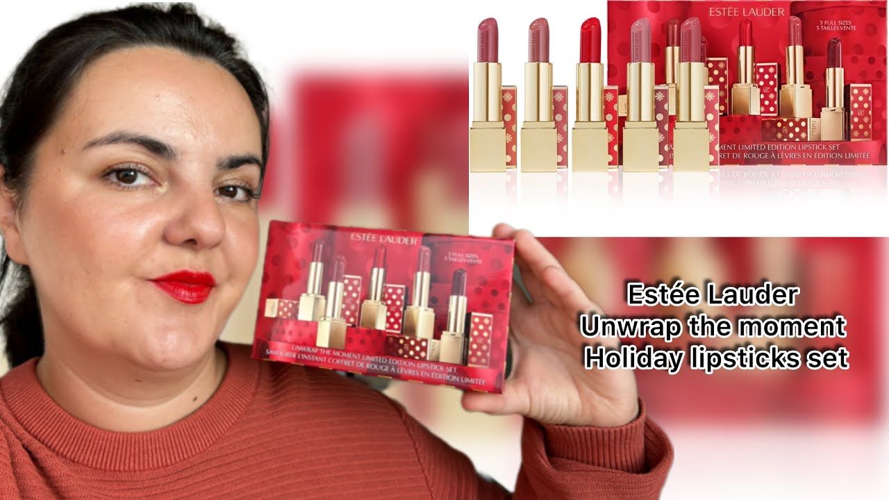 Estee Lauder Unwrap the moment holiday set lipstick/ 5 full size