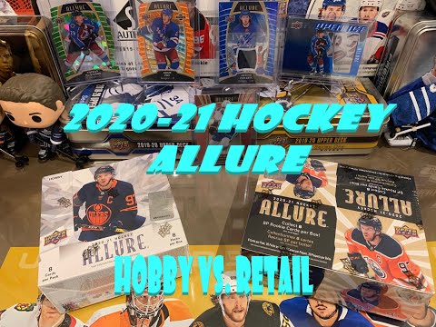 2020-21 HOCKEY Upper Deck ALLURE Retail vs. Hobby box - release day - hitting ?? and ???