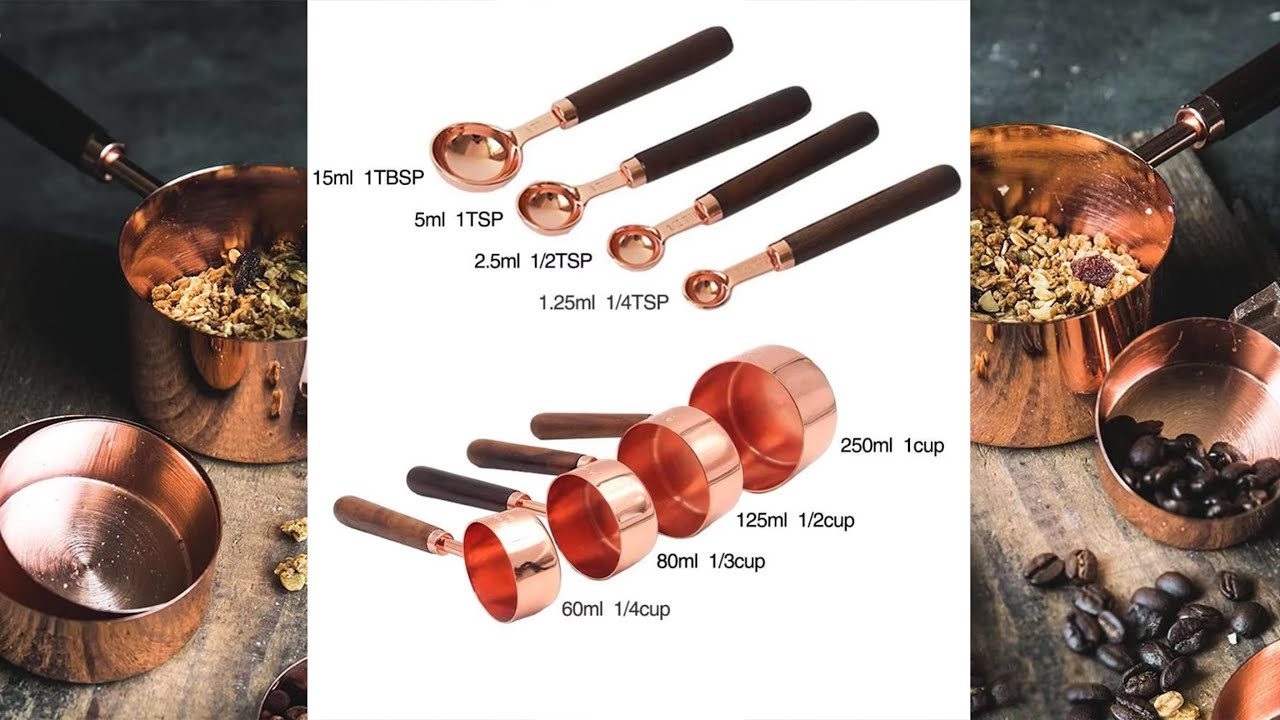#142 - Rose Gold Stainless Steel Measuring Cups & Spoons Set - YouTube