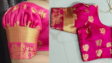 Saree border puff sleeve design | puff model design cutting and stitching | easy method