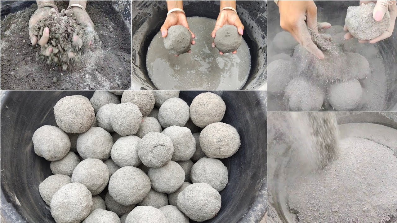 Asmr- Soft and Super dusty sand cement balls dry+ water 💦💦 crumbling 🤤 HBD Sara khan 🎂