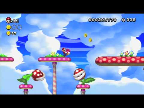 New Super Mario Bros. U - Walkthrough Part 5 (100%) - Acorn Plains-4 (1-4)