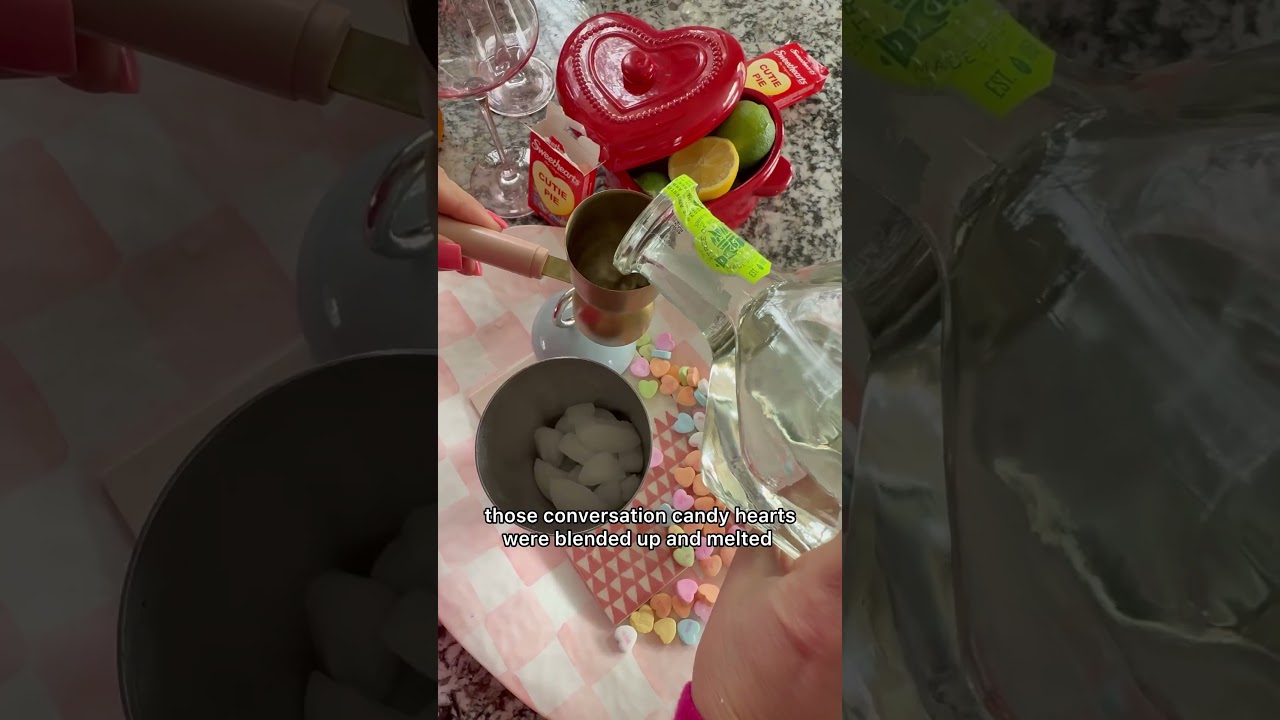 Conversation heart simple syrup for sweetheart margaritas!