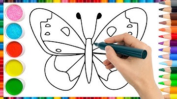 How To Draw cute butterfly. Easy Drawing, Painting & Coloring For Kids and Toddlers_🌈🎨