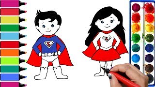 Draw Color Paint Superman Supergirl Coloring Pages and Learn to Color screenshot 4