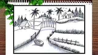 New beautiful scenery drawing | Drawing of Nature | Pencil drawing nature | Nature drawing