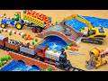 DIY Mini Train Crossing Building a Brick Bridge with Working Machine | Construction Science Project
