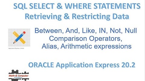 SQL TUTORIAL - SELECT & WHERE STATEMENTS (BETWEEN,AND,LIKE,IN, IS NULL,CONDITIONAL OPERATORS, ALIAS)