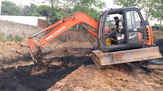 Amazing Work in Mud Mixing By Tata Hitachi Mini Poclain | Good Work By Experienced Operetor