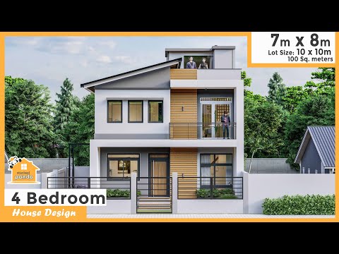 7 by 8 meters (23 by 26 ft), 4 Bedrooms, Modern House Design  (115 square mtr /1237square ft)