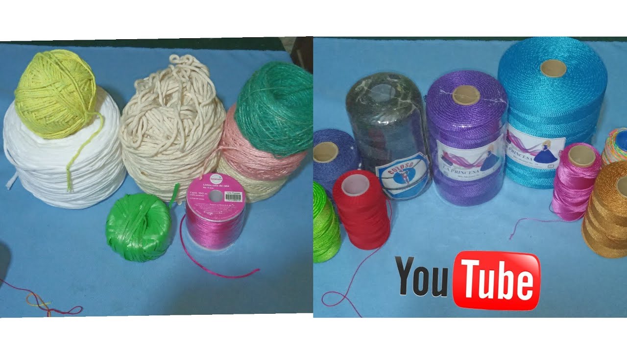 Hilos, yute, trapillo, de algodón para tejer bolsos, cosmetiqueras - YouTube