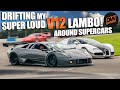 My Super Loud GT1 V12 Murcielago on ITBs getting sideways at Supercar Meet