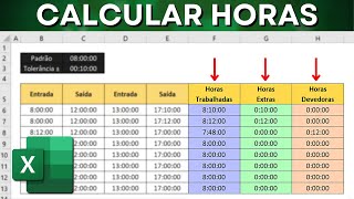 Cálculo de Horas Extras com Tolerância no Excel | Horas Trabalhadas, Negativas, Devedoras etc screenshot 2