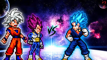 Vegeta DBS V2 (all form) (New) & Goku DBS V3.5 (all form) VS Vegito SSB V3 in Jump Force Mugen😱