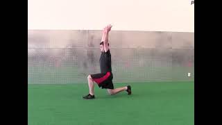 Backward Walking Lunge with Overhead Reach and Hamstring Stretch