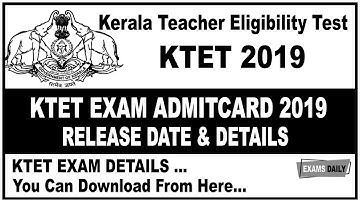 KTET Admit Card Release Date 2019 || KET CAmit Card 2019 Download || KTET Exam Admit Card 2019