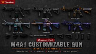 M4A1 Customizable Gun – Skins & Attachments | Unity Asset Showcase