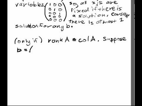 Rank Lecture Part 4: At Most One Solution for Any b
