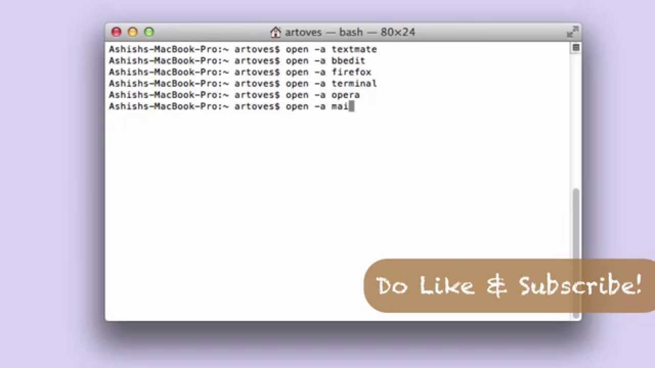 How to open any application on MAC OS X using terminal 